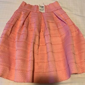 Light pink texture elastic waist flare shirts